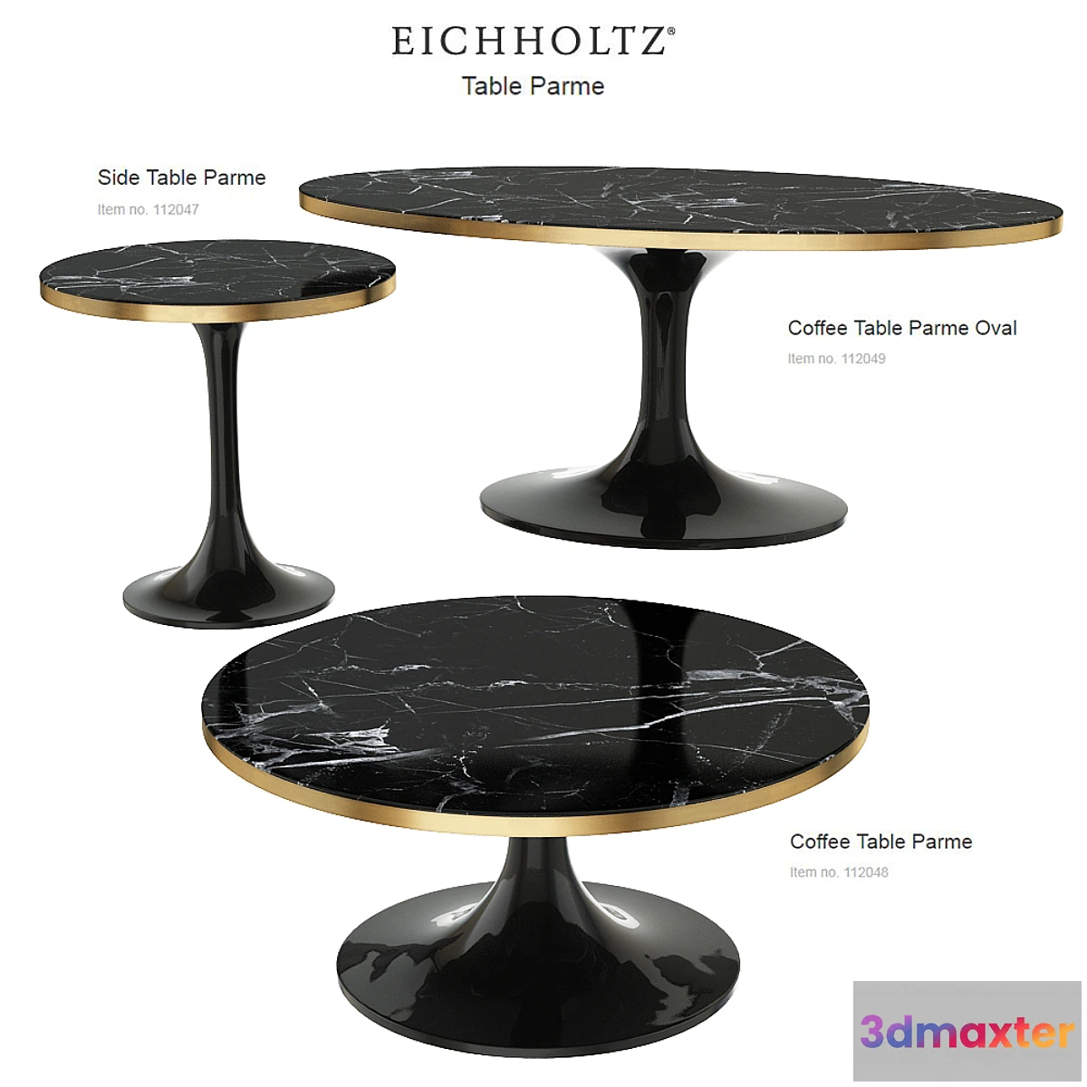 660873 - EICHHOLTZ Table Parme set 112049 112048 112047