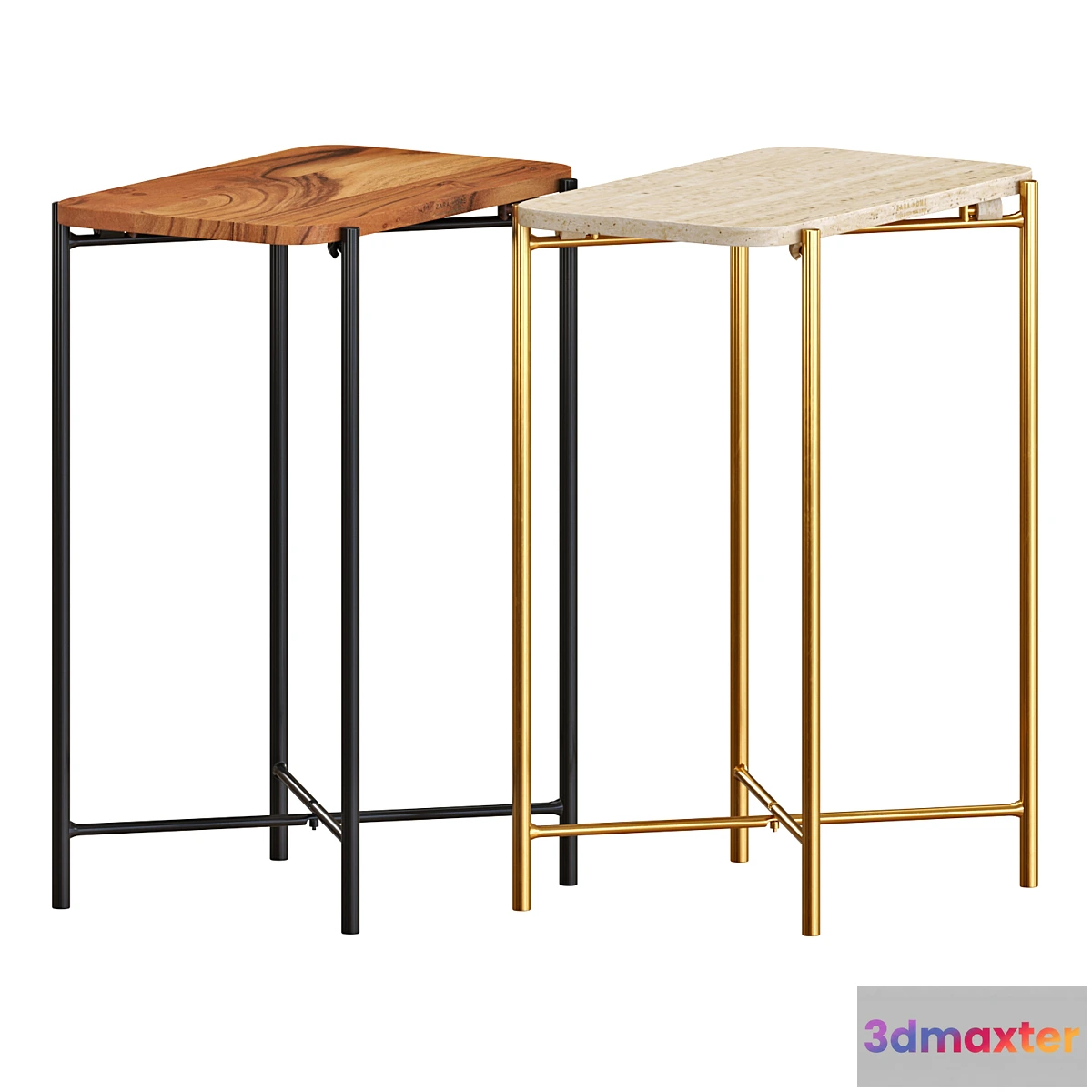 678167 - Zara Marble And Wooden Side Tables