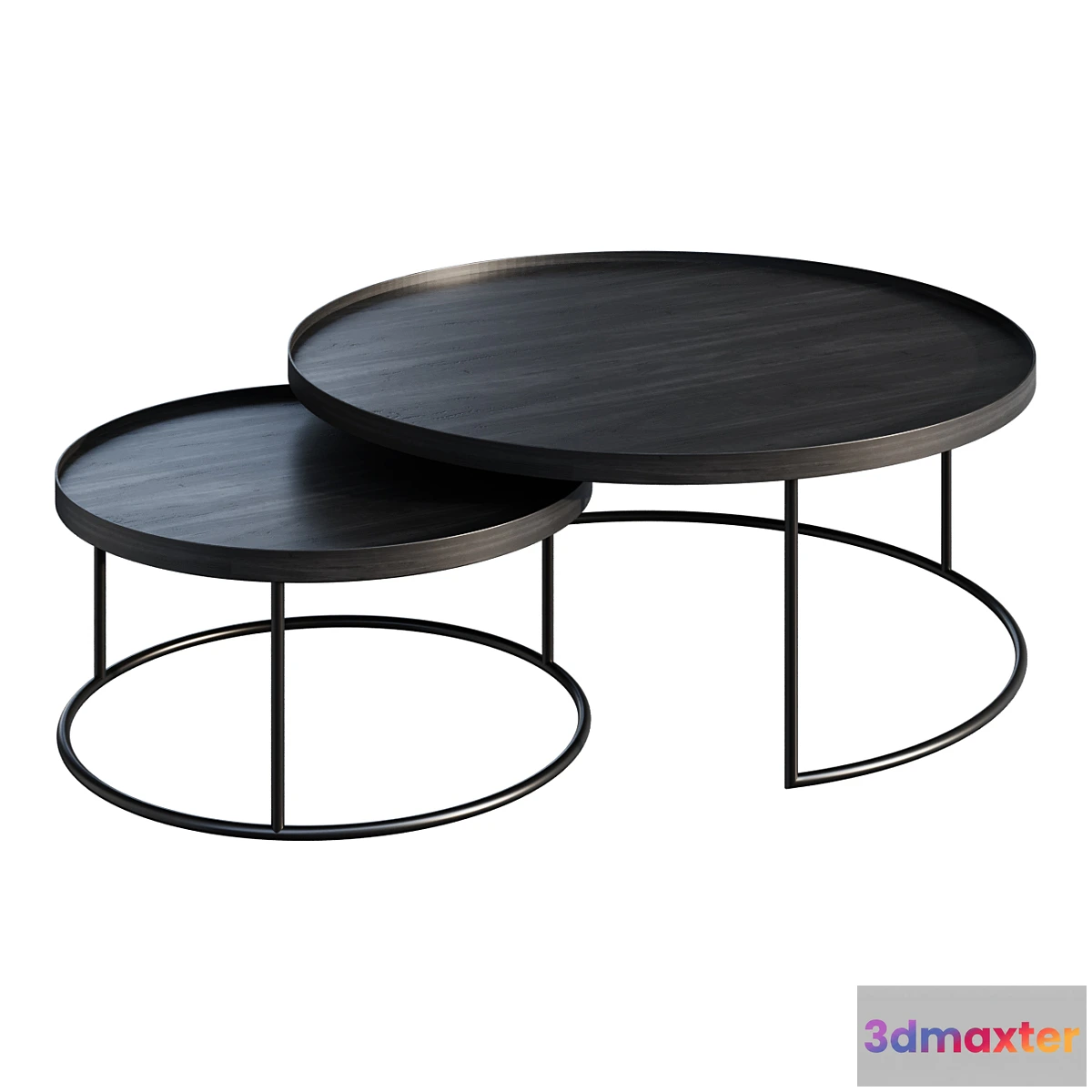 693696 - Coffee table ETHNICRAFT ROUND TRAY TABLE SET VAN 2 coffee table