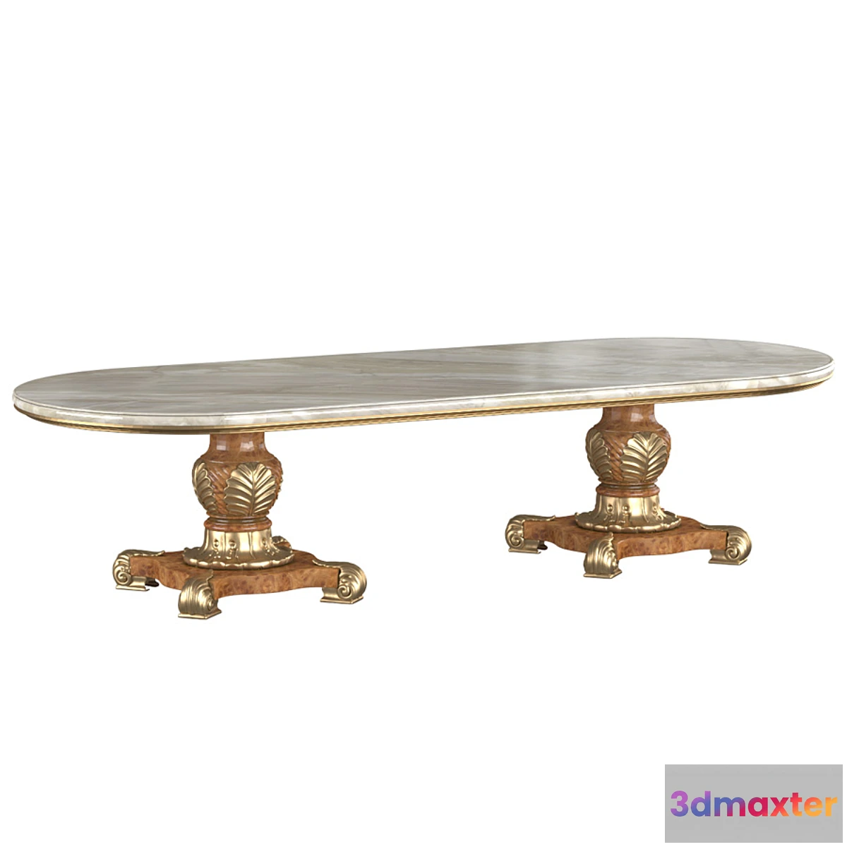 694782 - Classic large dining table with marble top. Dinner table classic