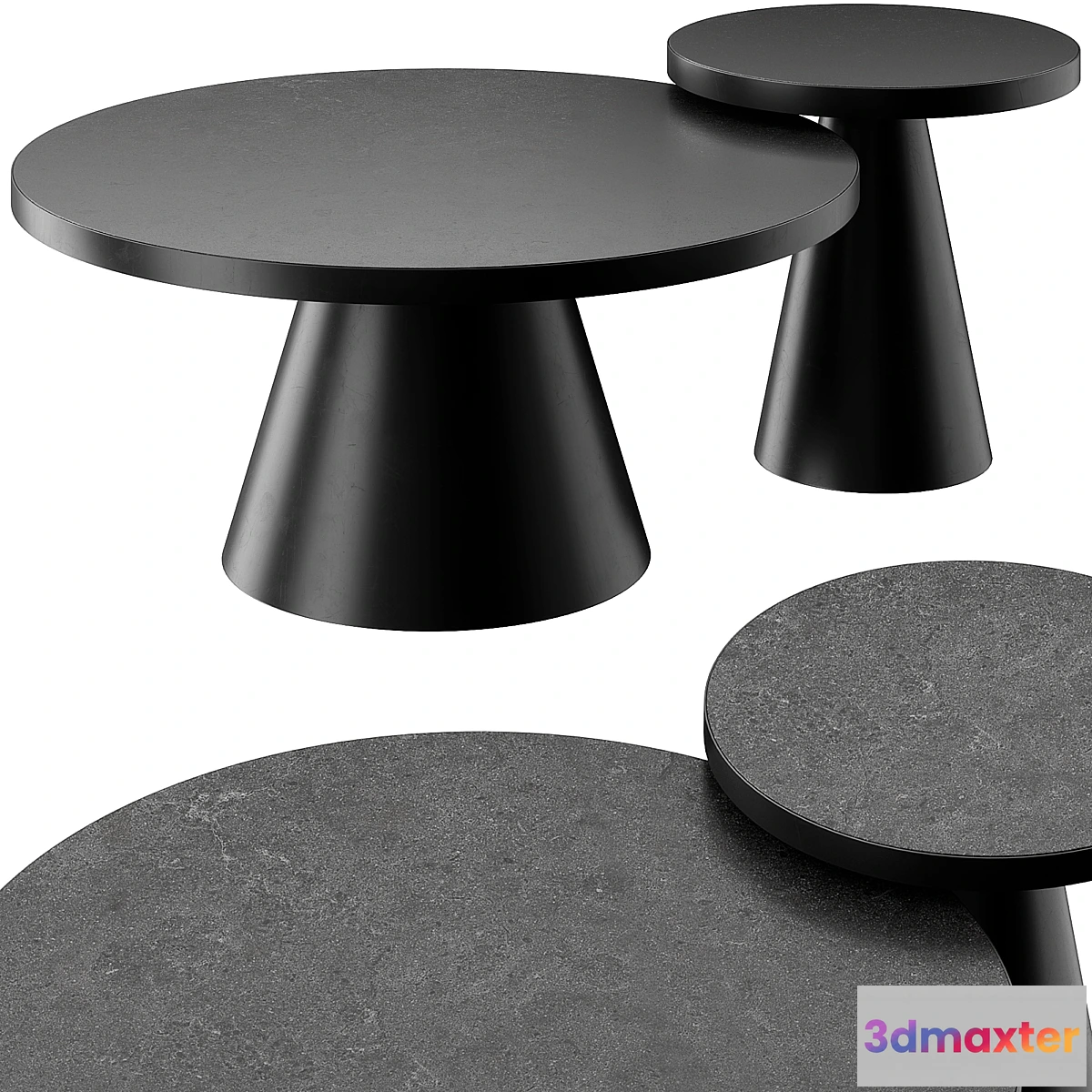694860 - SALONTAFEL LEEDS ROND - ZWART KERAMIEK COFFEE AND SIDE TABLE
