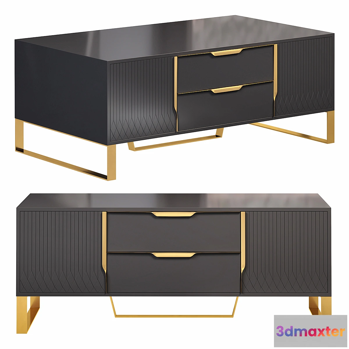 755863 - Nordic rectangular black coffee table by homary