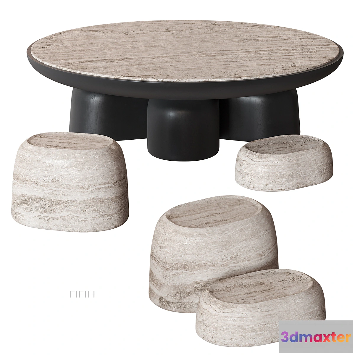 780647 - FIFIH coffee table Travertine HOMMÉS - No.2