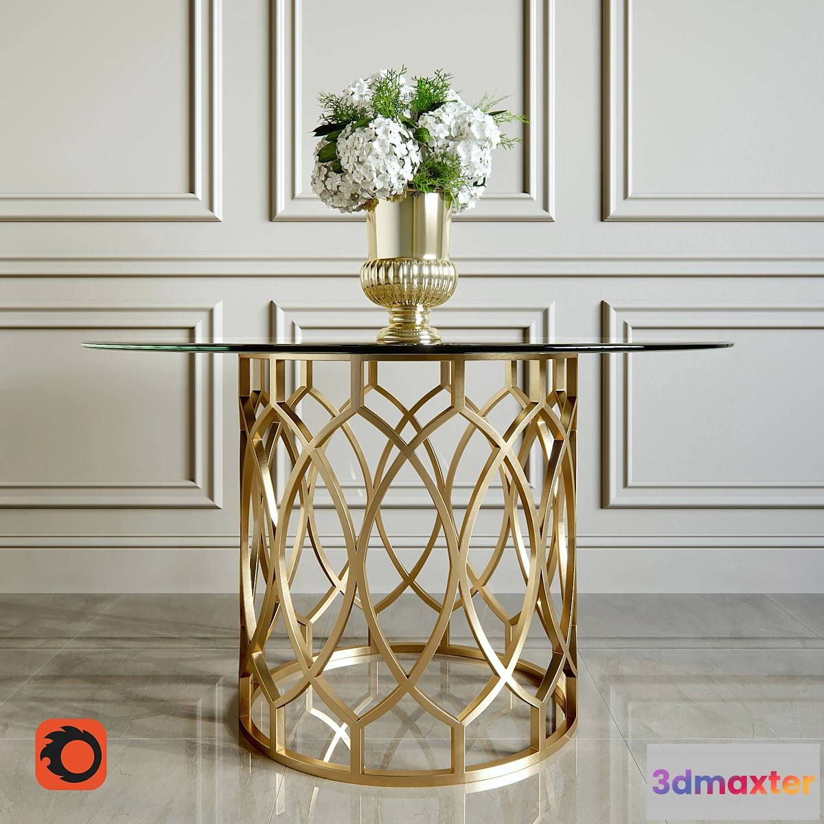 797434 - Salon Dining Table with Glass Top Bernhardt Flowers