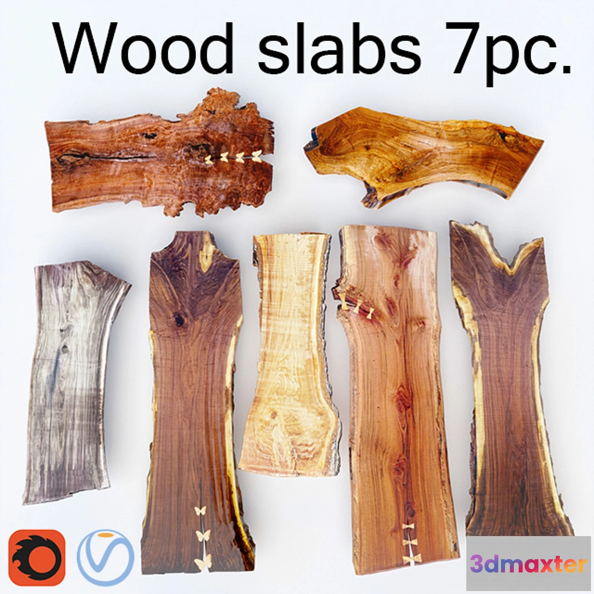 818756 - Wood Slab  Wooden slab 7pcs