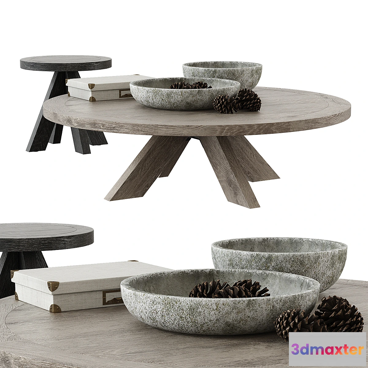 837308 - Restoration Hardware _ 1960S French X-Base Round Table - No.3