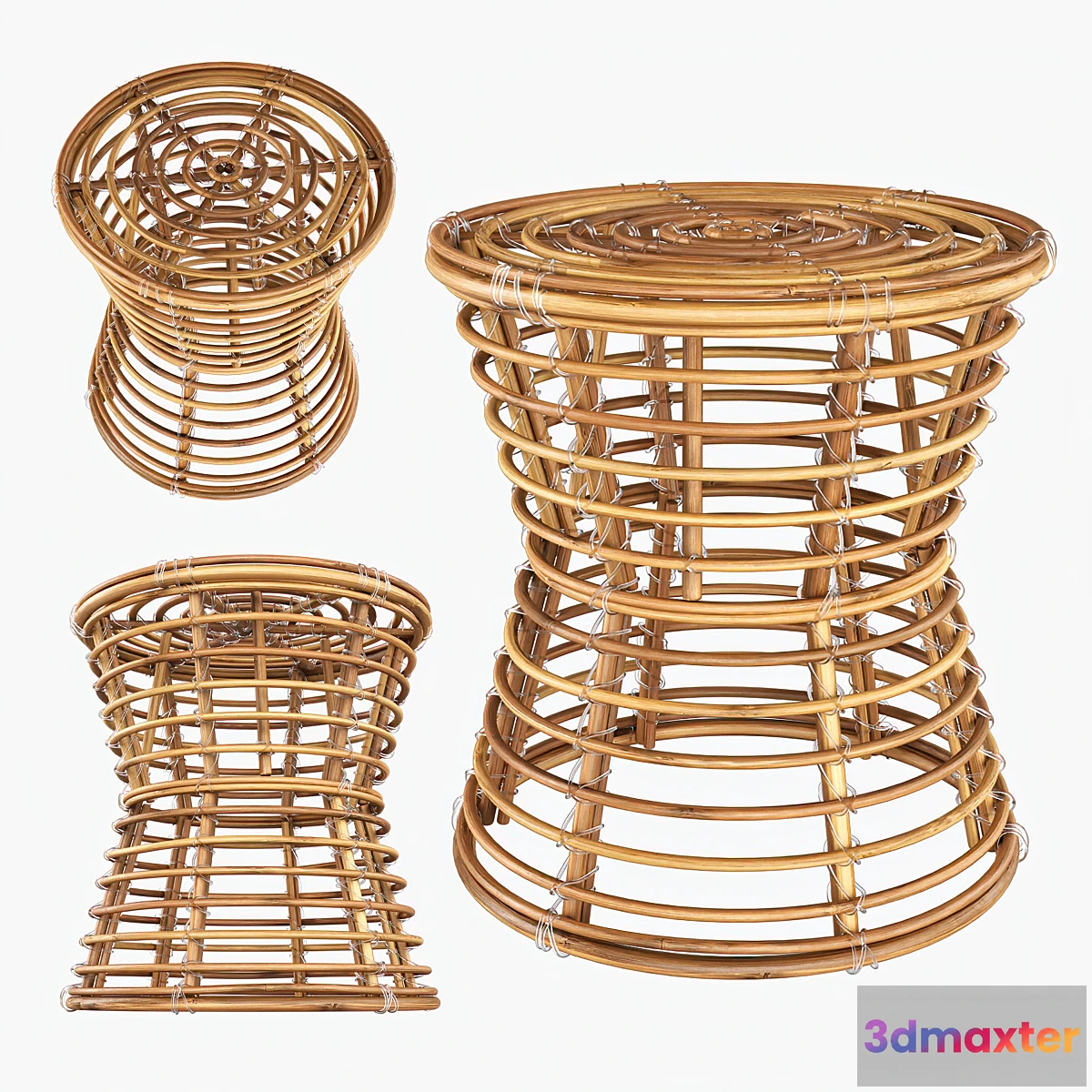 853689 - Wicker coffe table _ Rattan stool - No.3