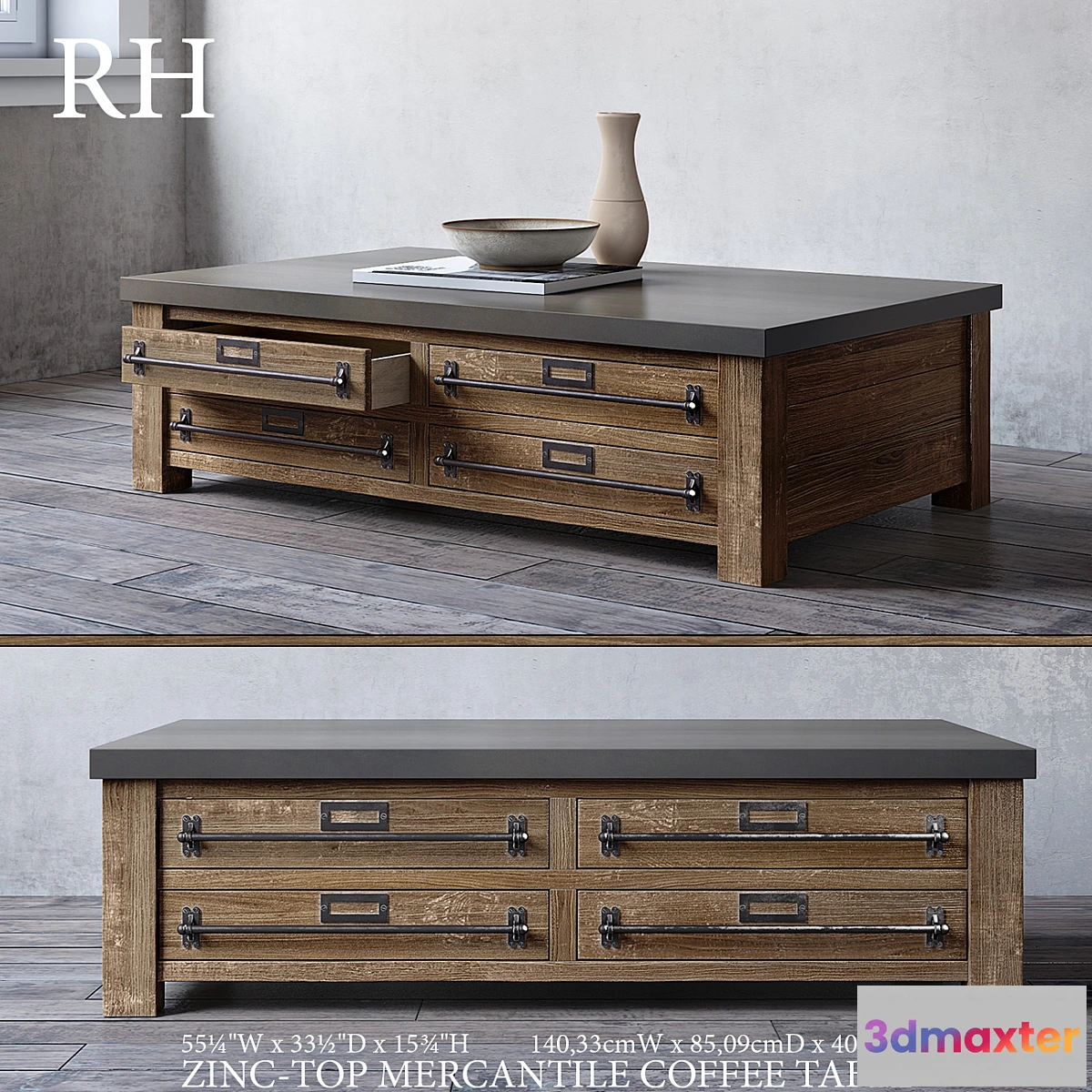 886546 - ZINC-TOP MERCANTILE COFFEE TABLE