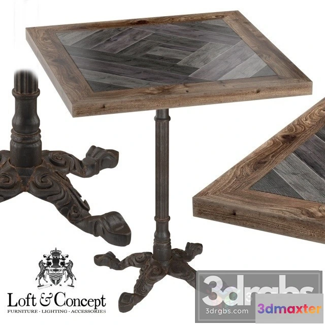 971744 - Cast Iron Wood Restaurant Table Square