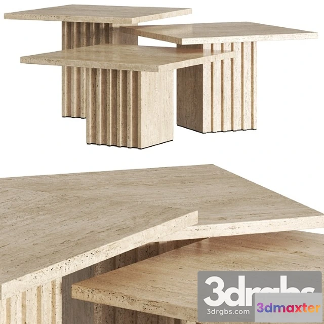 971814 - Cb2 carve travertine cocktail tables 2