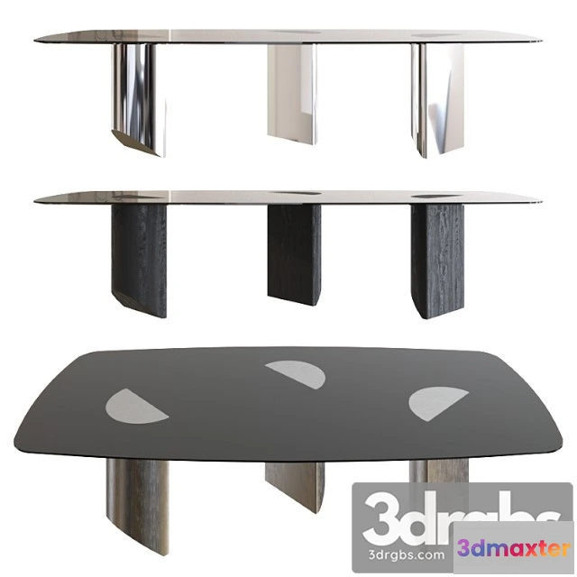 973358 - Minotti wedge barrel-shaped bronzed glass top 2