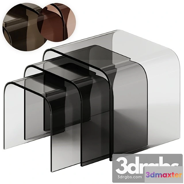 974494 - Tonin Casa Anemone Glass Coffee Tables Set