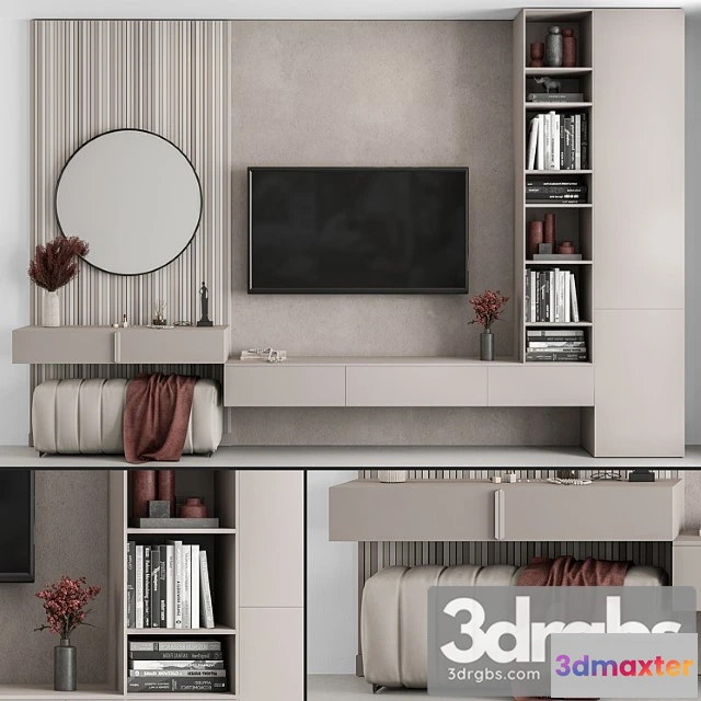 1041496 - Tv wall beige and red - set 70