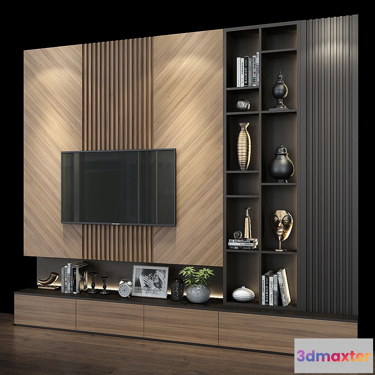 1303006 - TV Wall set 0157 3D Max