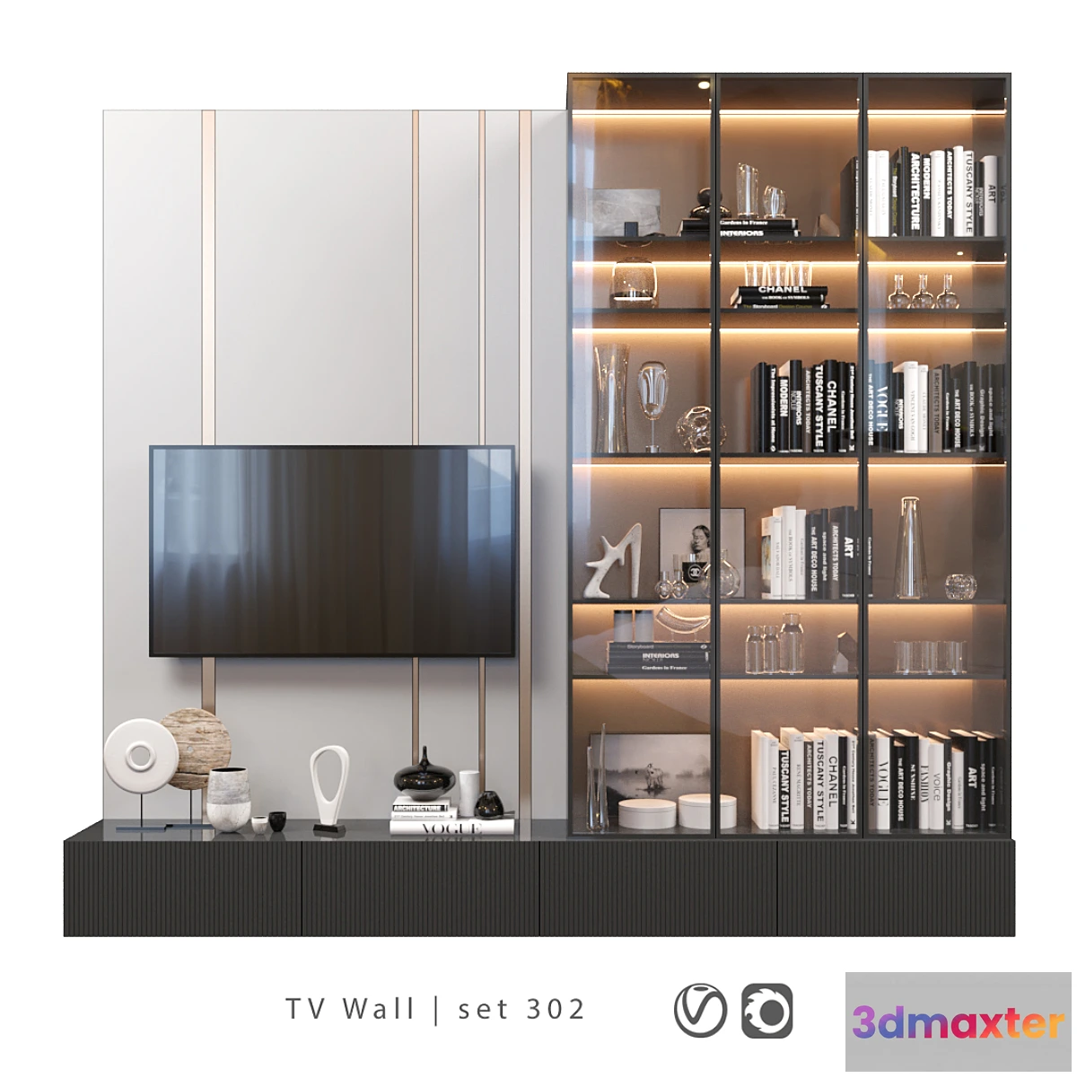 1306882 - TV Wall  set 302 3D Max