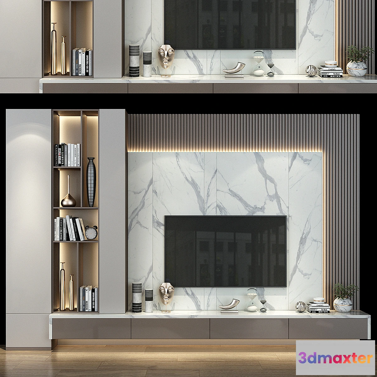 1310185 - TV Wall set 0158 3D Max