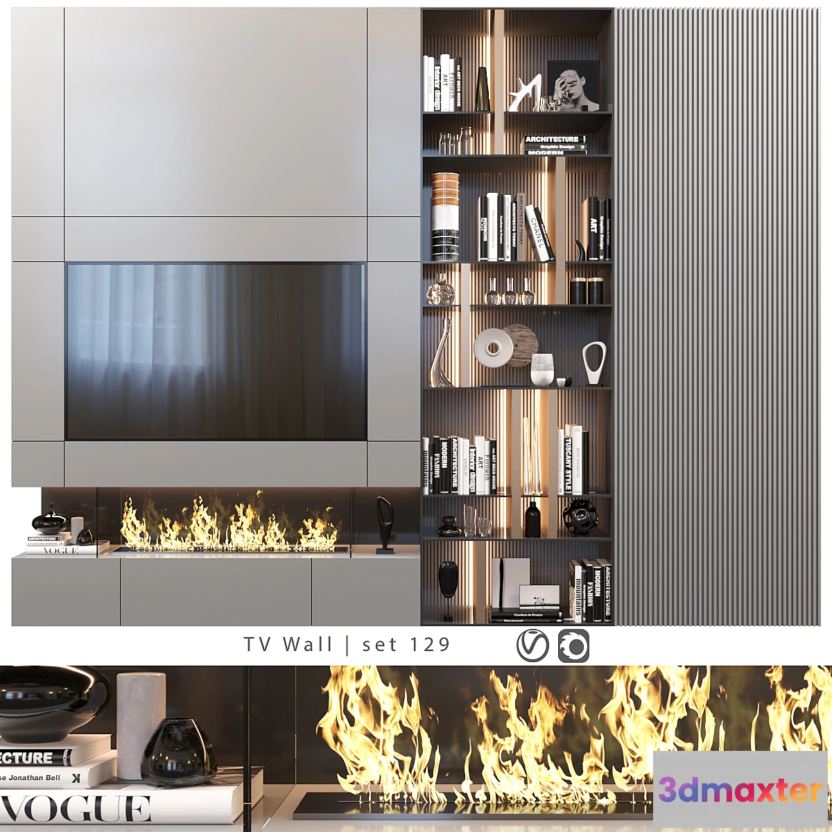 1349412 - TV Wall  set 129 3D Max