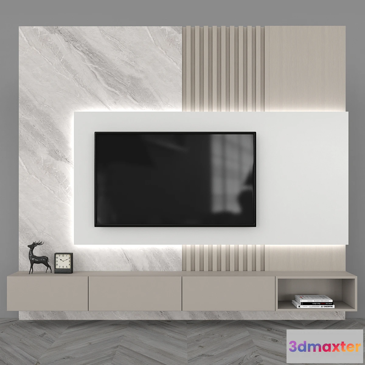 1350003 - Modern TV Wall set55 3D Max