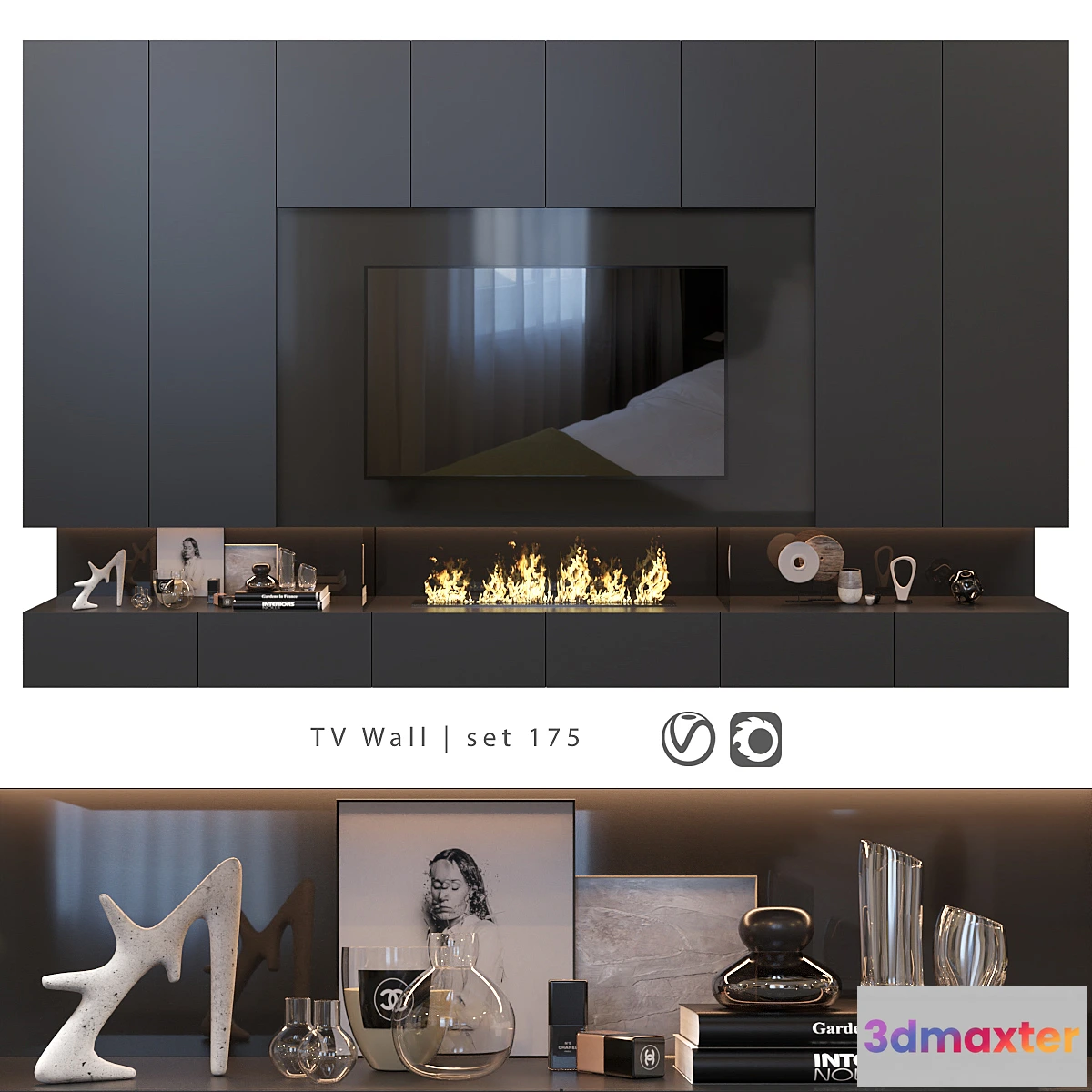 1352322 - TV Wall  set 175 3D Max