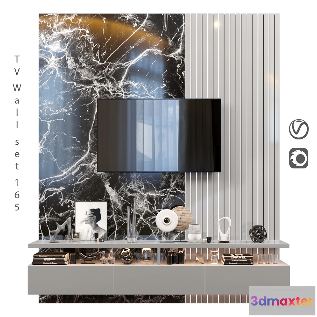 1355846 - TV Wall  set 165 3D Max