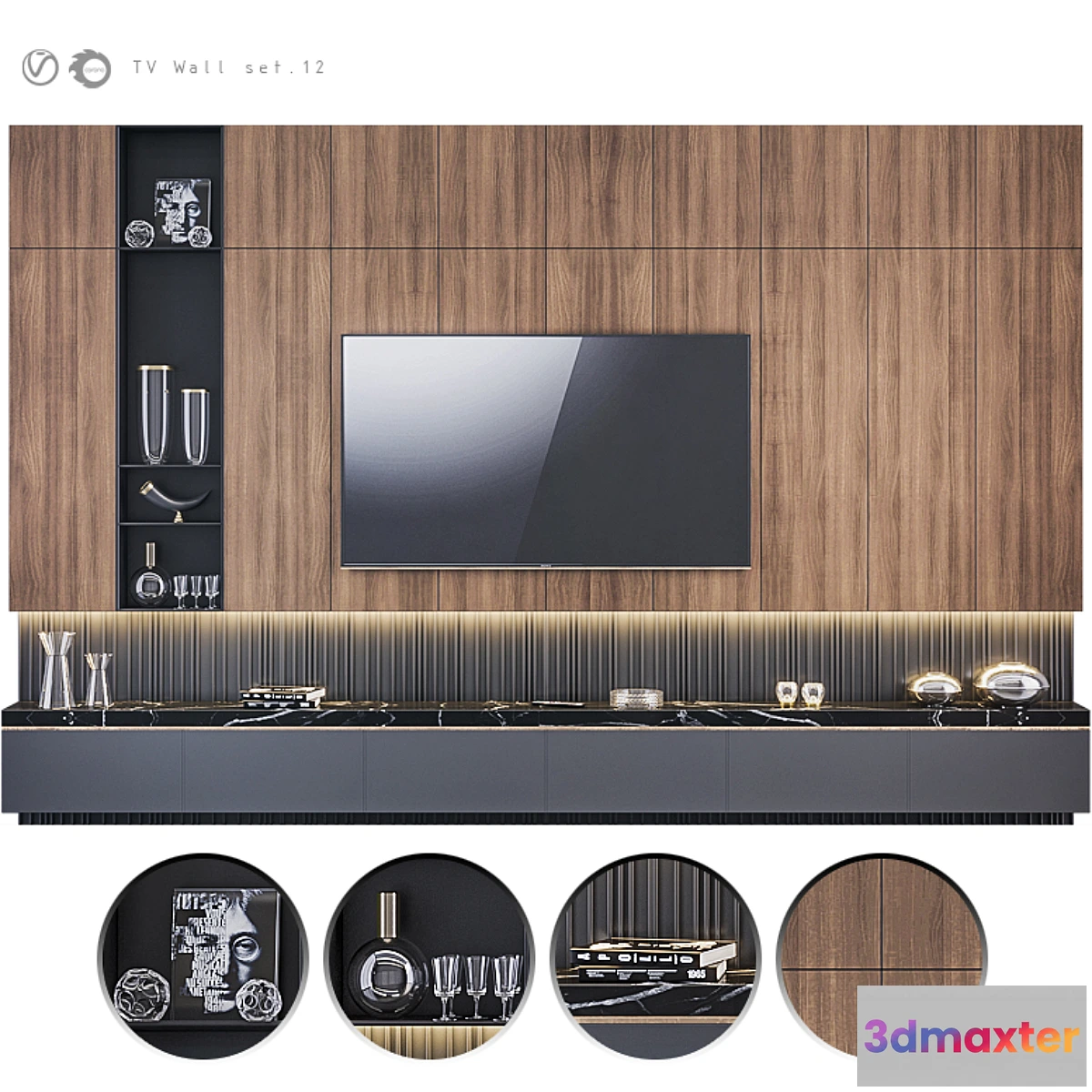 1401202 - Tv Wall Set 12 3D Max