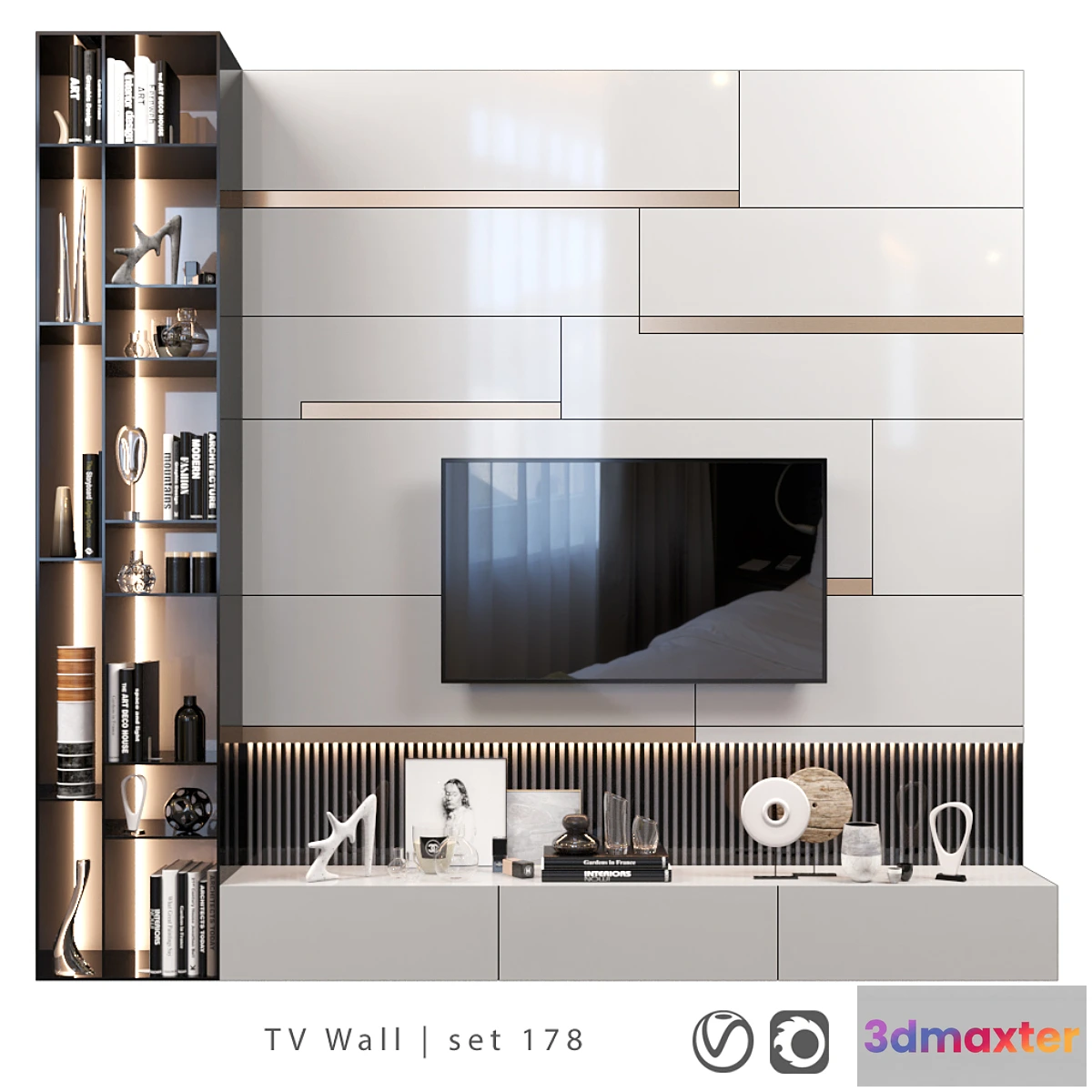 1403876 - TV Wall  set 178 3D Max