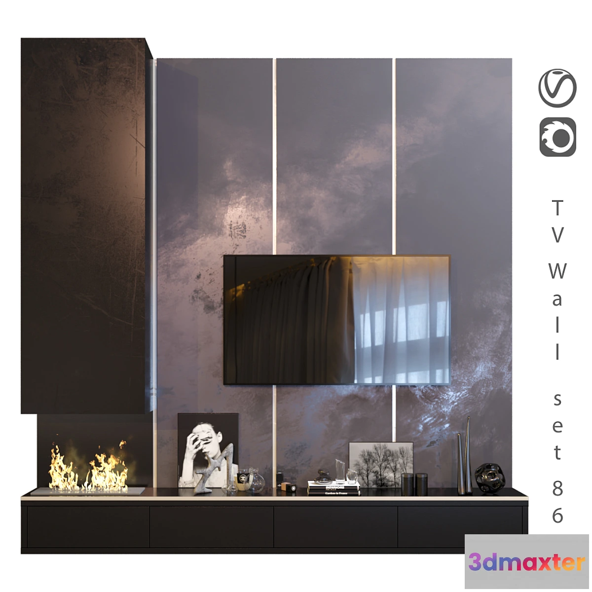 1408448 - TV Wall  set 86 3D Max