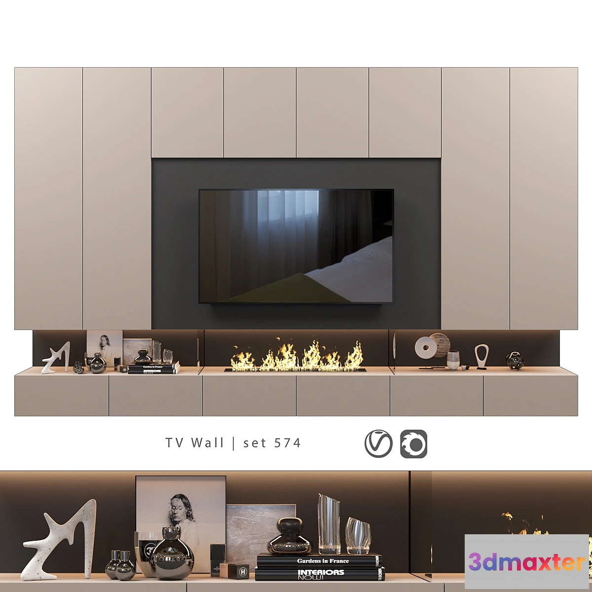 1409354 - TV Wall  set 574 3D Max
