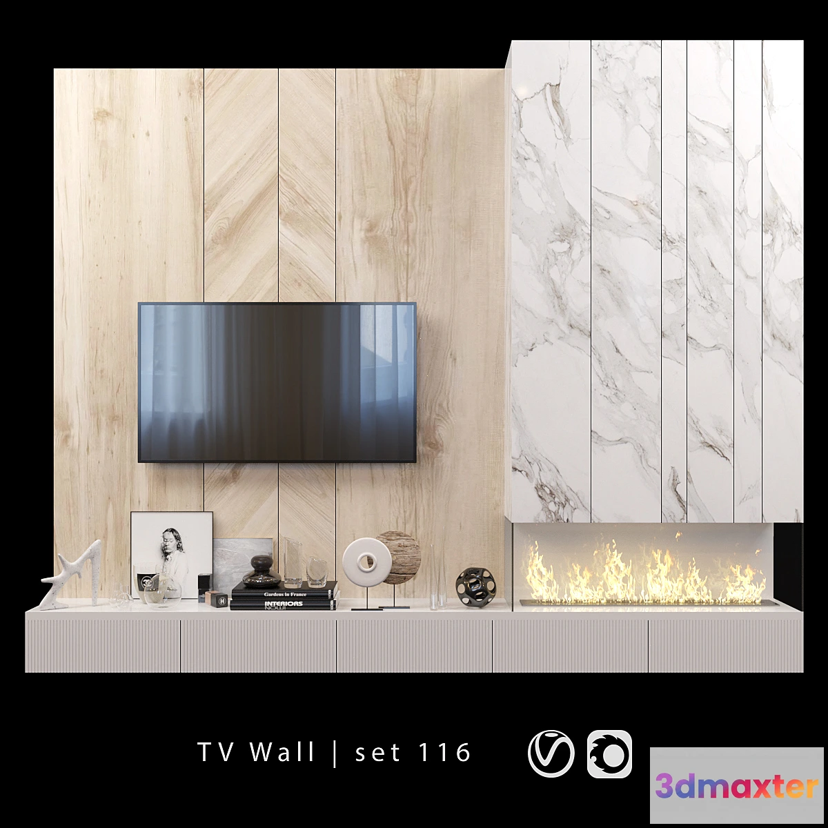 1409792 - TV Wall  set 116 3D Max