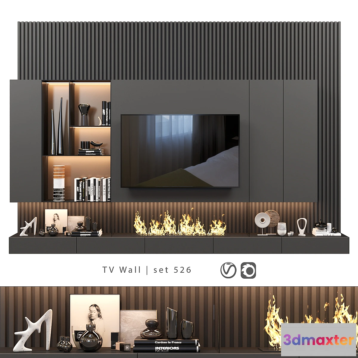1416668 - TV Wall  set 526 3D Max
