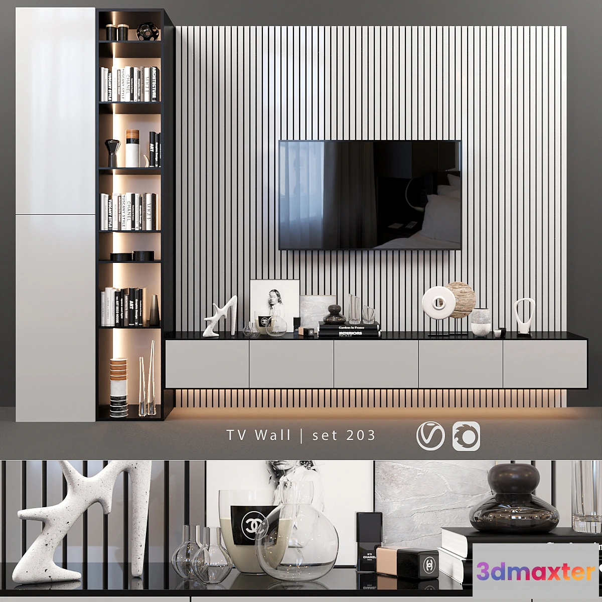 1419374 - TV Wall  set 203 3D Max