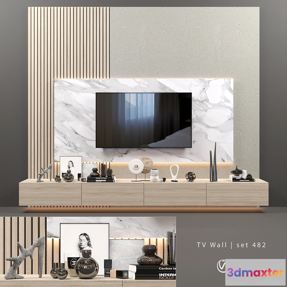1423226 - TV Wall  set 482 3D Max
