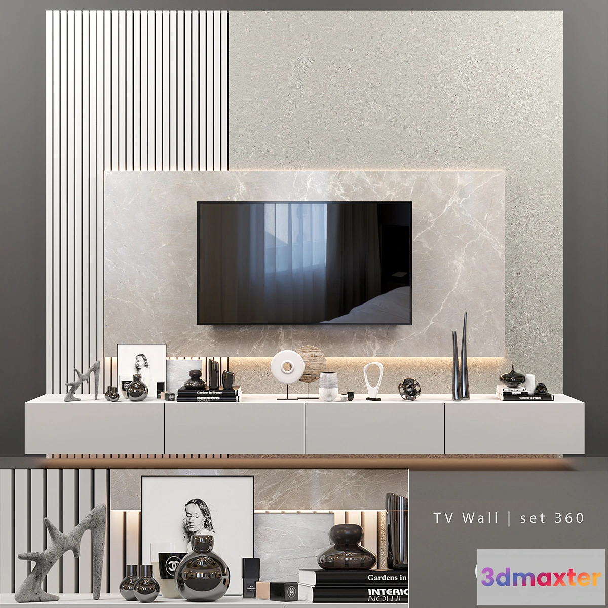 1423524 - TV Wall  set 360 3D Max
