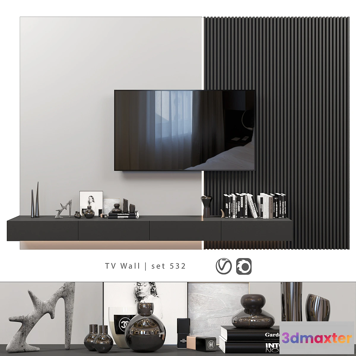 1423562 - TV Wall  set 532 3D Max