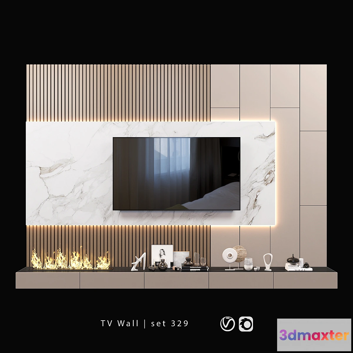 1425242 - TV Wall  set 329 3D Max