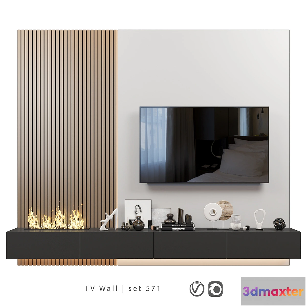 1425722 - TV Wall  set 571 3D Max