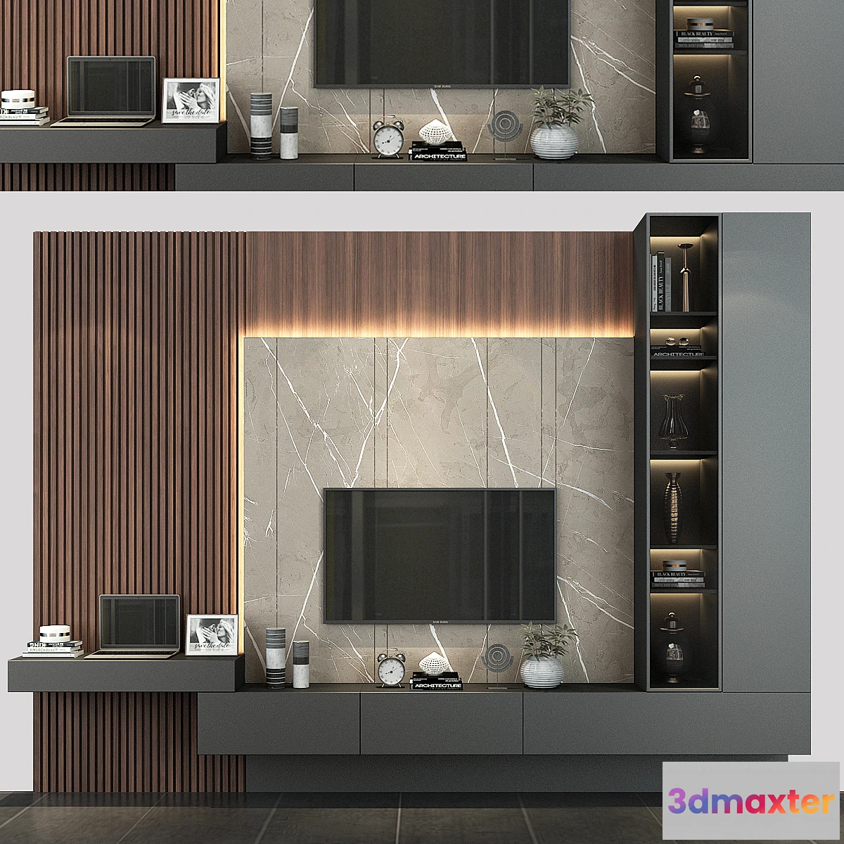 1463940 - Modern TV Wall set185 3D Max