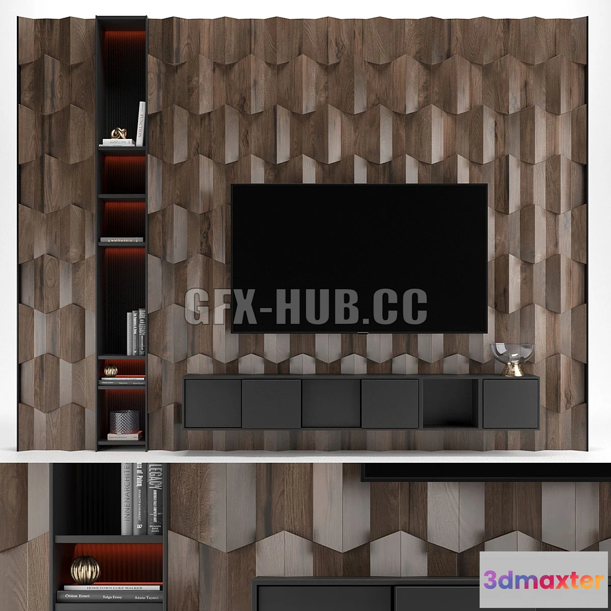 1543659 - Tv Wall 022 Wood 3D Max