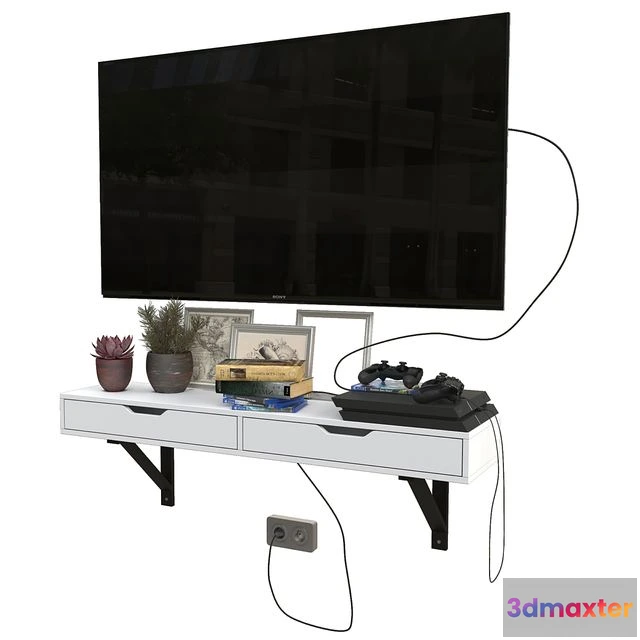 1544889 - TV set with playstation 4 3D Max