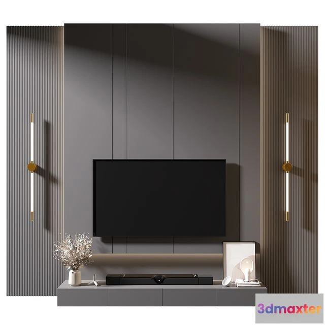1559015 - TV Wall set 1038 3D Max