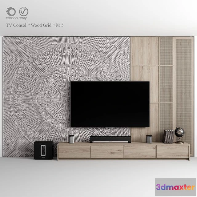 1569566 - TV Consol Wood Grid 3D Max