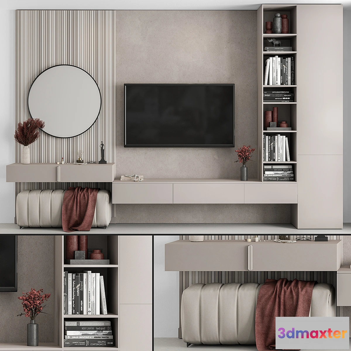 764081 - TV Wall Beige and Red - Set 70 - No.2