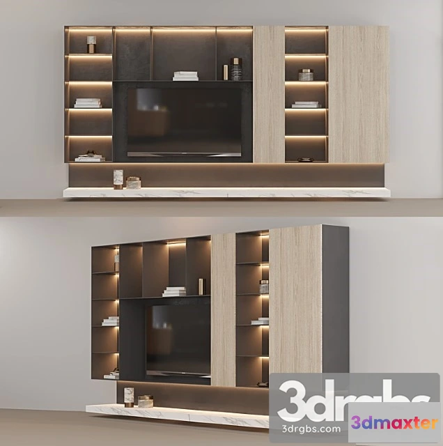 975430 - Tv Wall With Bookcase Custom Made