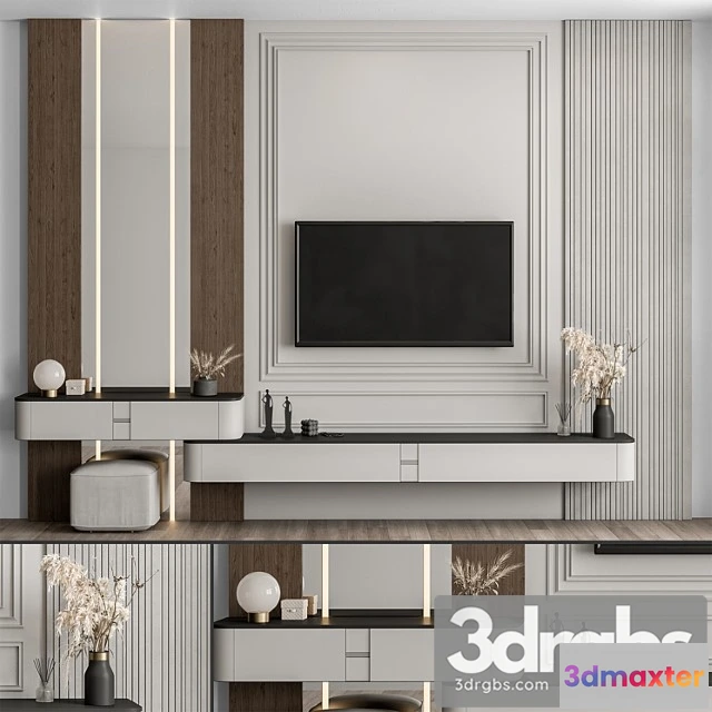 975432 - TV Wall Wood And Plaster Set 60