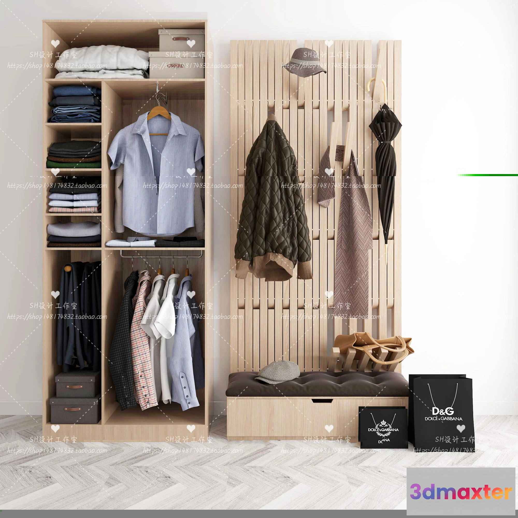 1137076 - Wardrobe Shoe - Clothes Cabinets - Wardropes - 3D Models - 0159