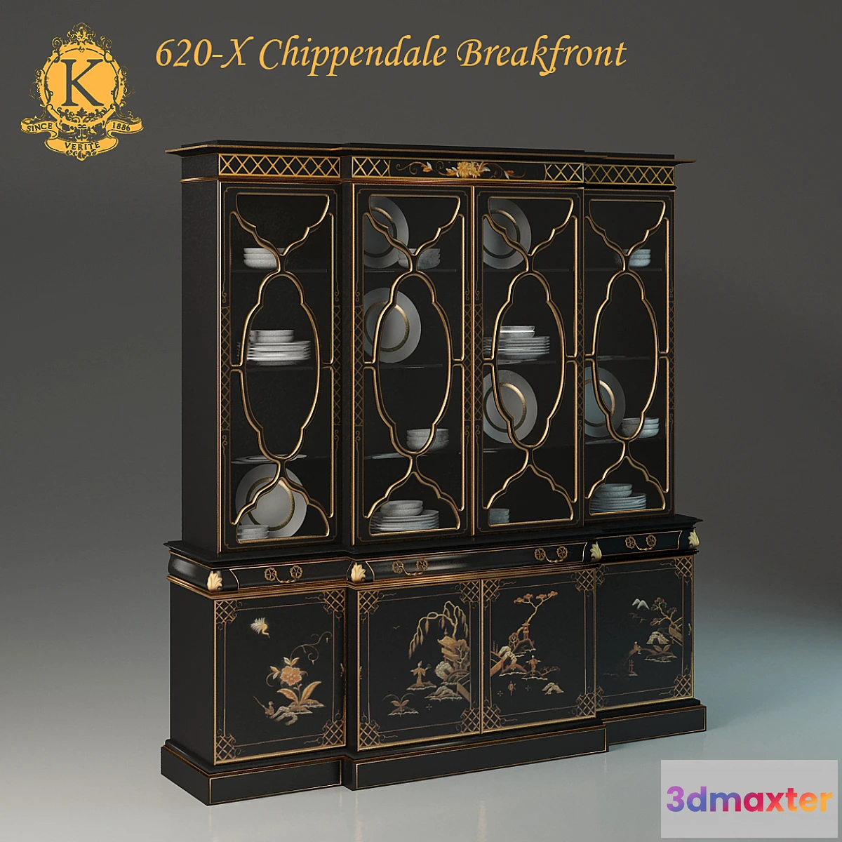 1273054 - Karges 620-X Chippendale Breakfront 3D Max