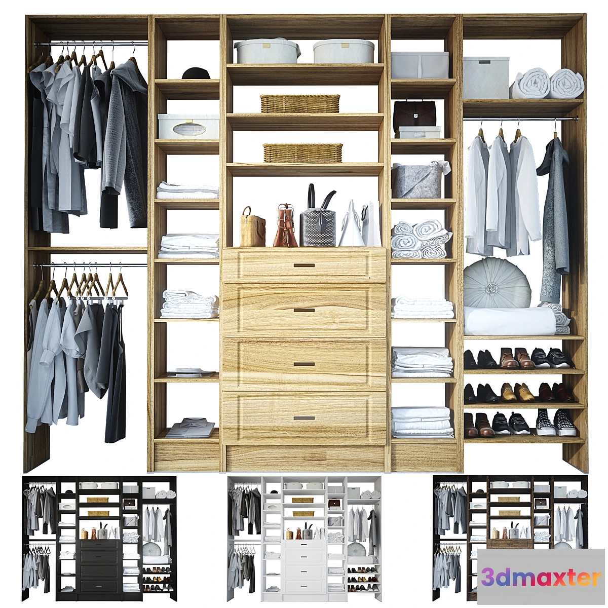 1294730 - Open wardrobe with filling 3D Max
