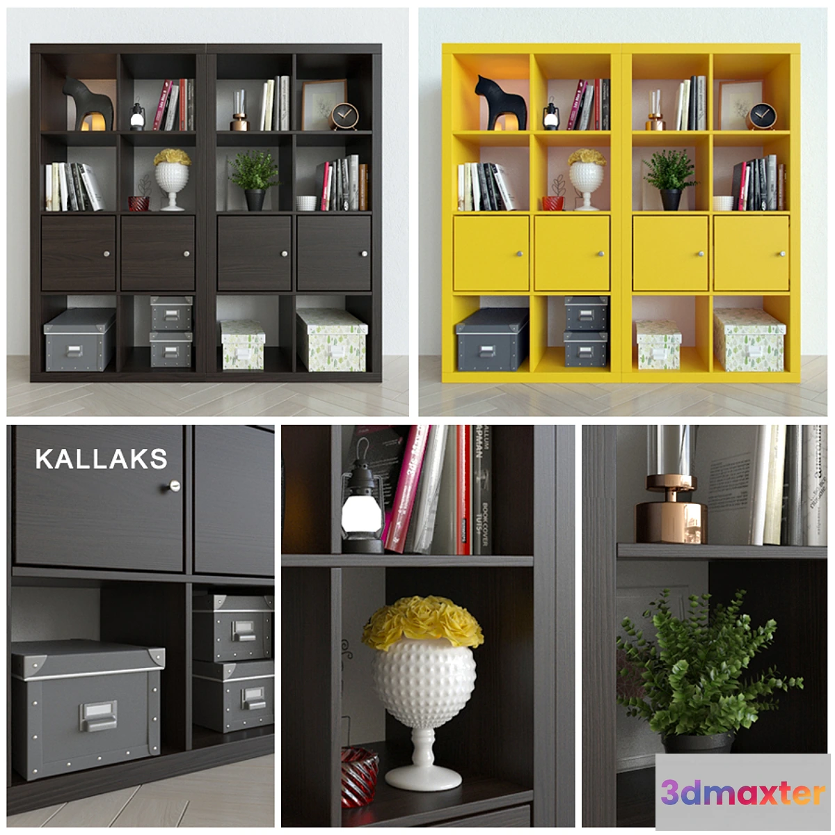 1323634 - Rack Ikea Kallax _ Kallaks with decor 3D Max