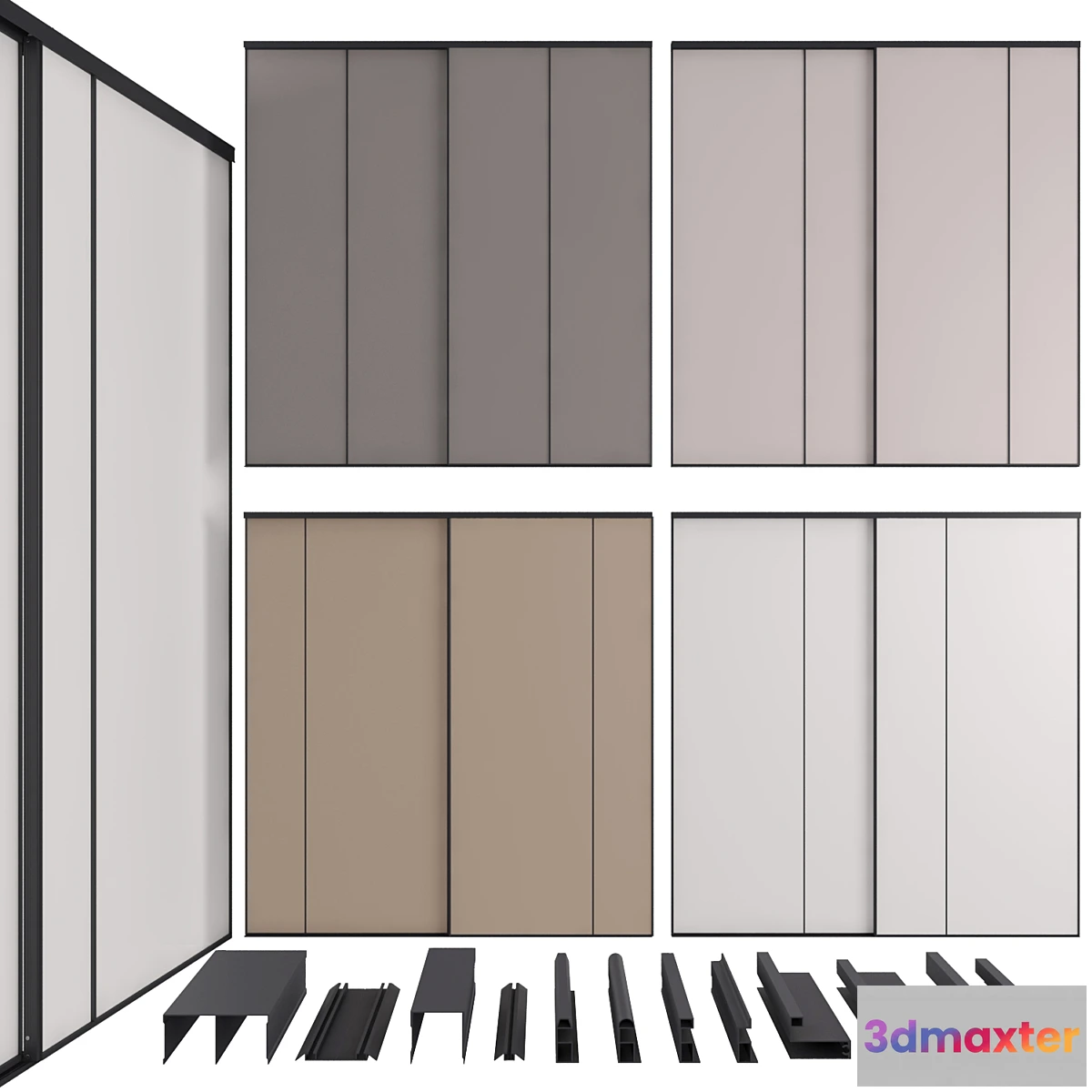 1331289 - Compartment doors in narrow profile MODUS 3D Max