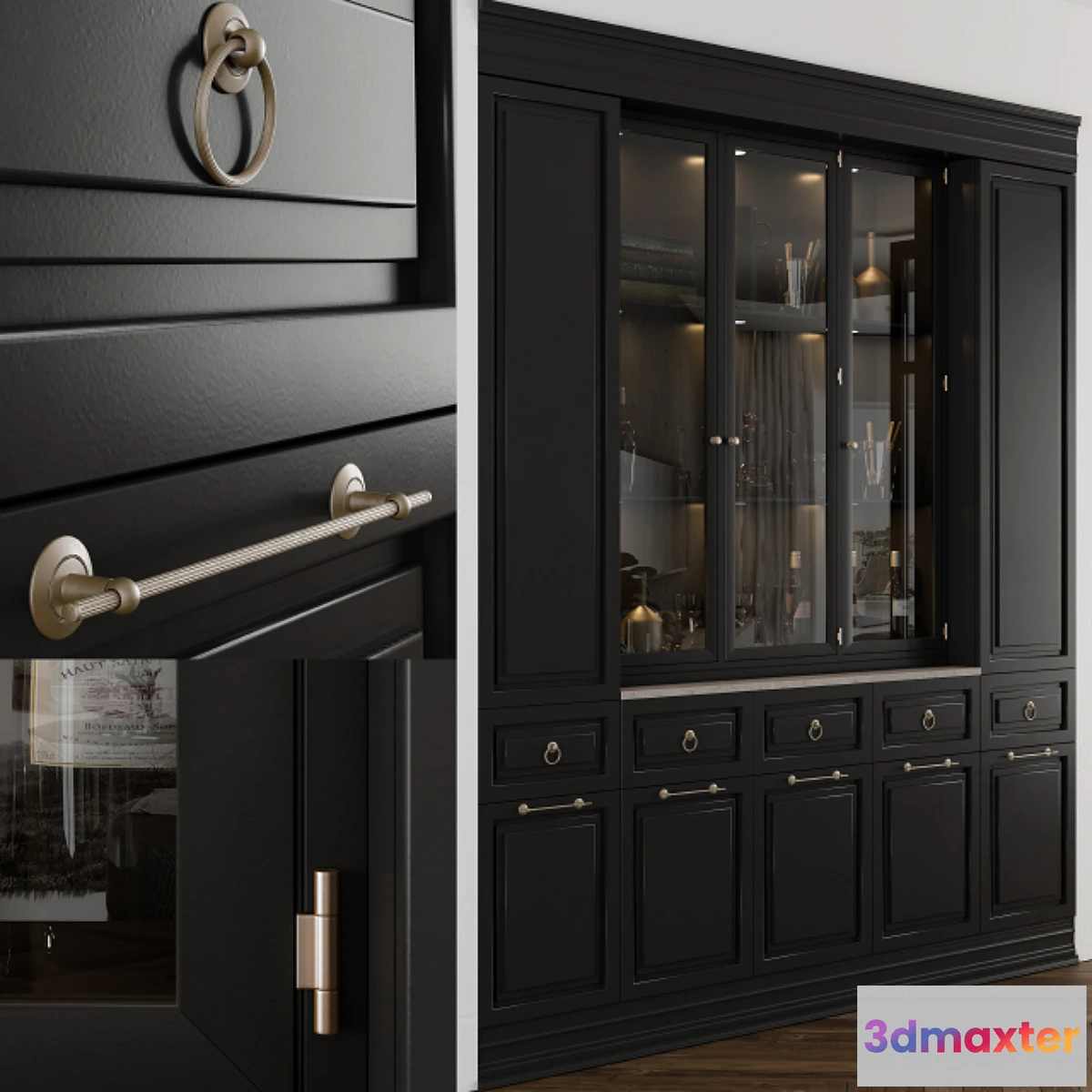 1331704 - Classic Display Cabinet Black 3D Max
